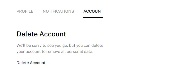Delete account form Delete account form