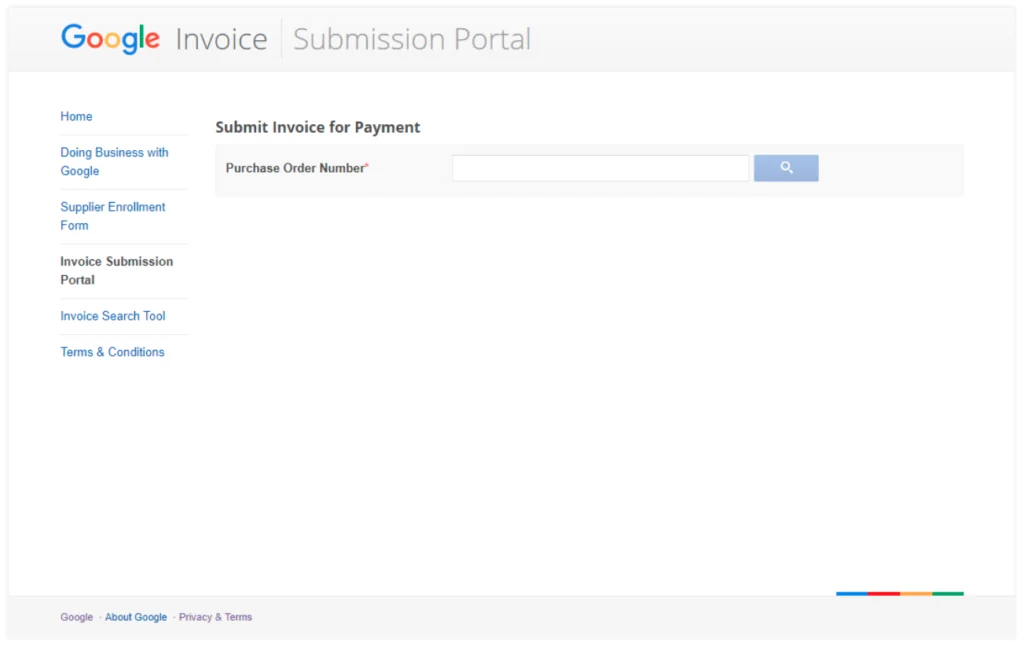 Google Invoice Submission Portal