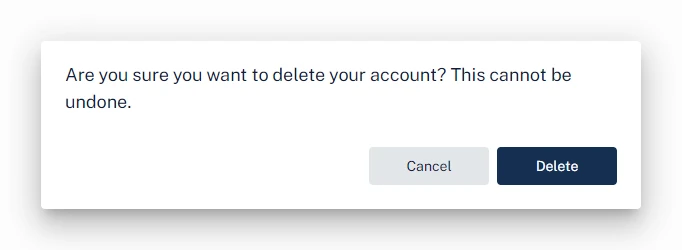 Delete account confirmation